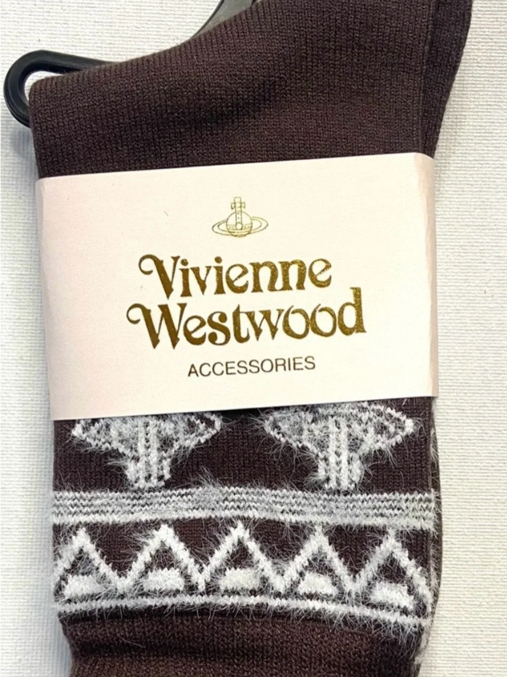 Vivienne Westwood Brown and White Fair Isle Crew Socks